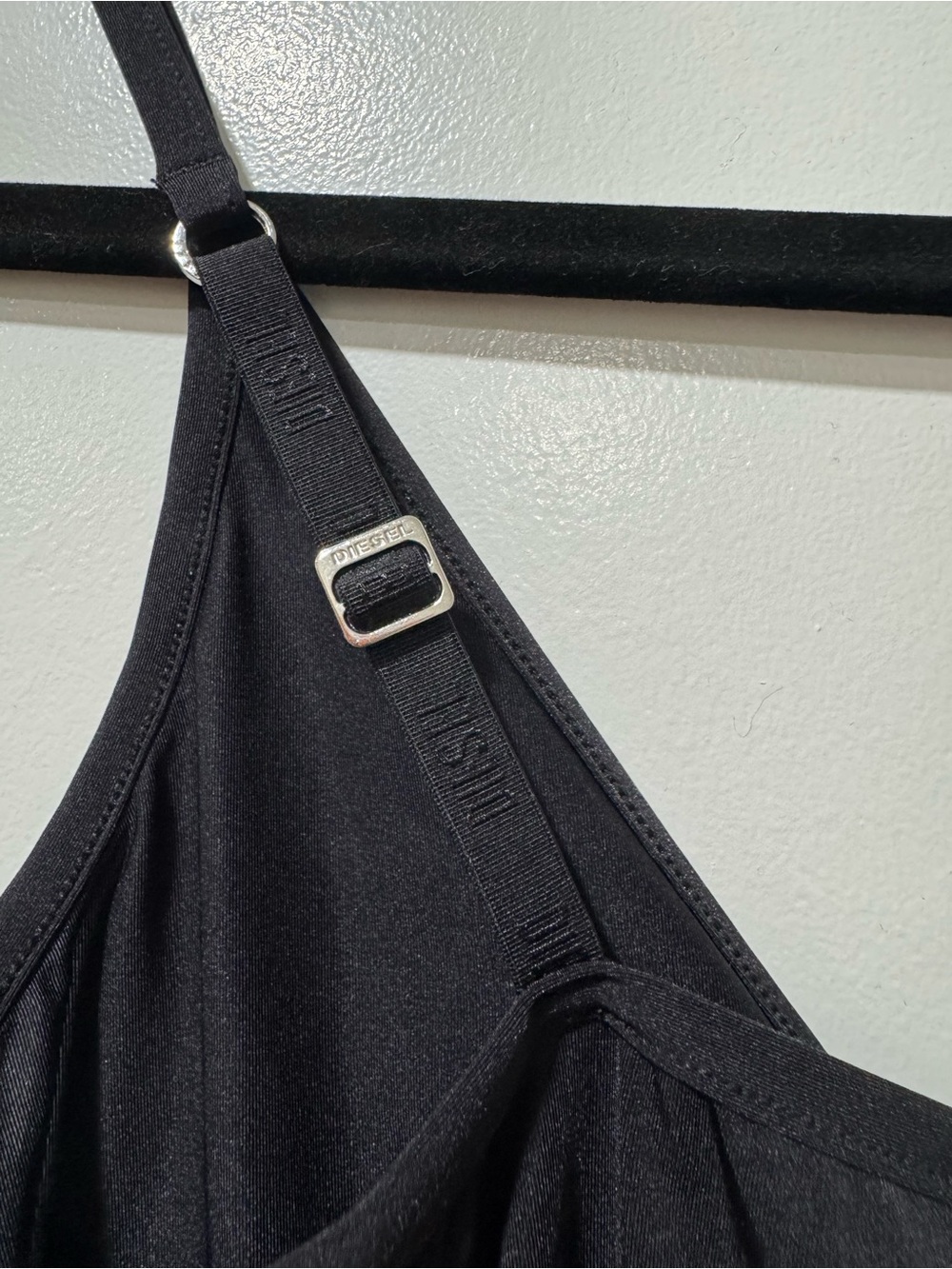 Diesel Meghan UW Black V‑Neck Slim Strap Bodysuit with Front Keyhole Accent - Picture 10 of 10